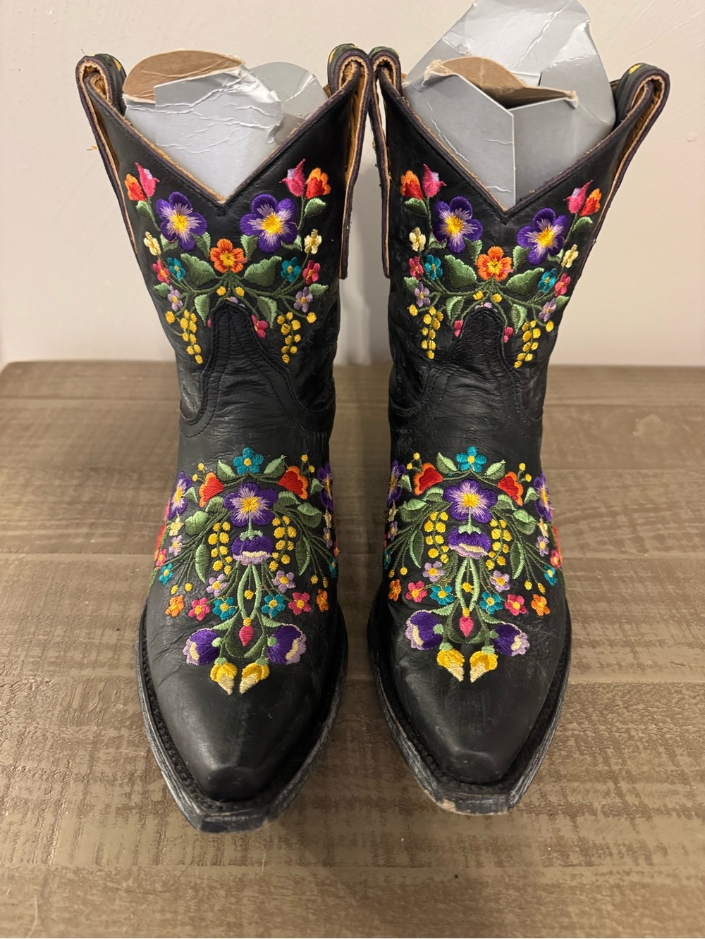 Old Gringo Sora Embroidered Floral Leather Western Cowboy Boots Black 7.5 - Picture 8 of 10